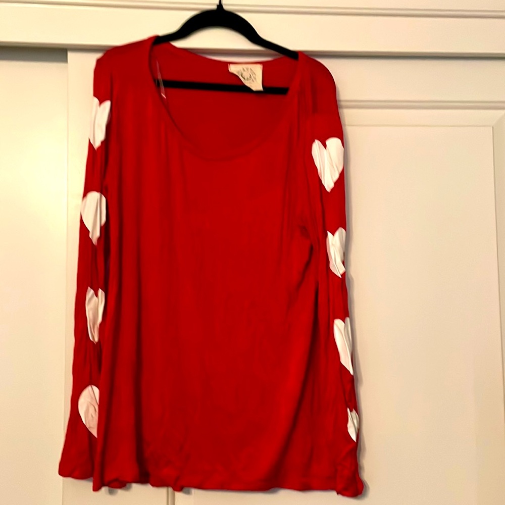 Red long sleeve shirt Valentine shirt light weight